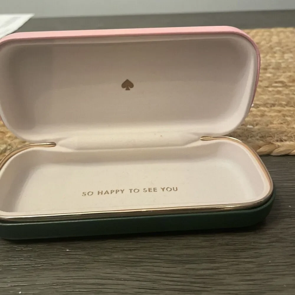 KATE SPADE HARD LARGE PINK GREEN CLAMSHELL CASE EYEGLASSES EYEGLASSES